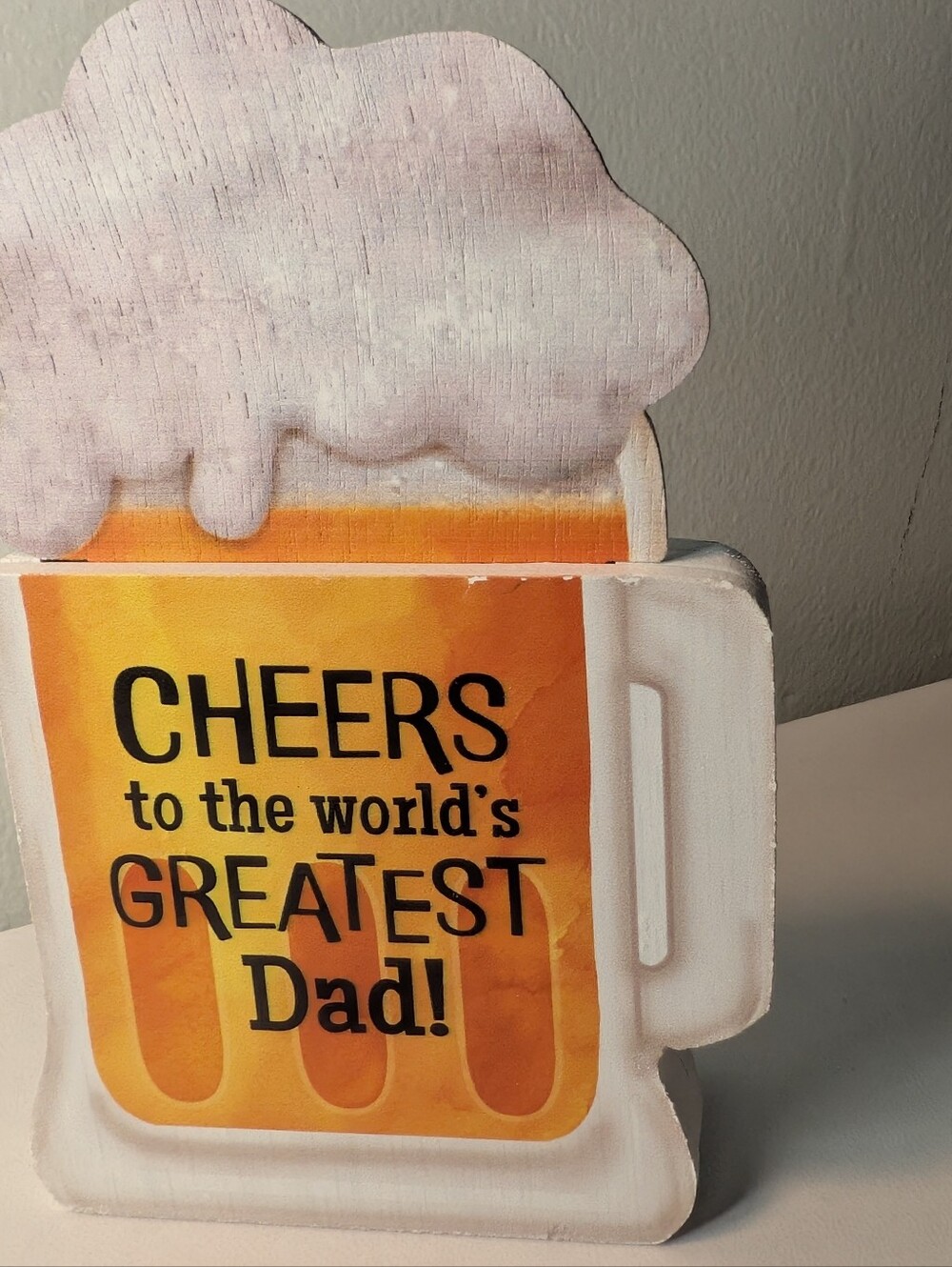 World’s Greatest Dad Gift Card Holder Wooden Beer Mug Sign Father’s Day - Picture 2 of 2